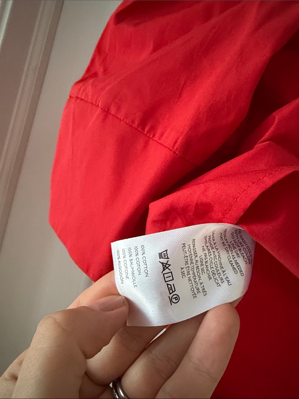 Anthropologie Maeve Structured Lantern Red Button-Down Shirt - Picture 7 of 10